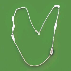 Silver Tone & Clear Prisms Necklace 19" Lobster Claw Banana Republic